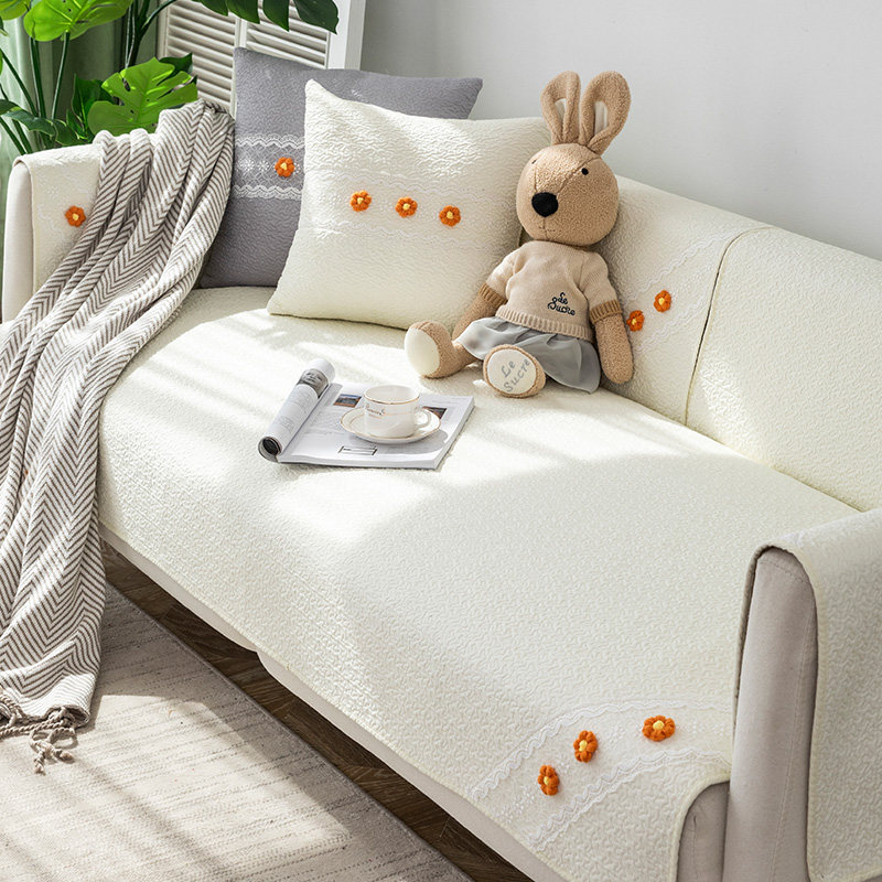 Cotton Nordic sofa cushion fabric simple four seasons general cotton anti-slip cushion modern solid color sofa cover towel