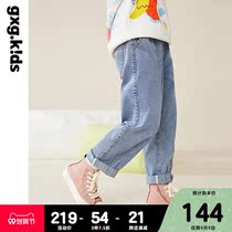 gxgkids childrens clothing girls denim trousers in big children Foreign style pants 2021 autumn new childrens pants