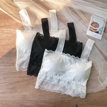 2 pieces of summer Korean womens bottoming halter shirt diamond lace hollow chest short vest anti-smooth chest