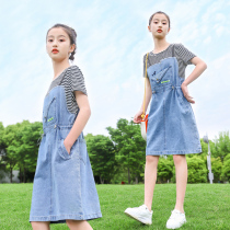Female big boy denim skirt summer 2021 new 13 Korean version of junior high school dress girls summer skirt foreign style 15