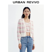 (Stars Same) UR2022 Spring New Pint Feminists Flowers Short Knitted Jacket WL09S9DN2002