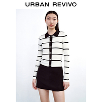 UR2022 Spring New Products Womens Clothing Retro Inglén Wind Collision Color Streaks Tight Knit Jacket WG08R9DN2002