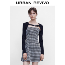 UR2022 autumn new womens punk fake two-piece plaid waist-cinch dress WV32S7EE2001