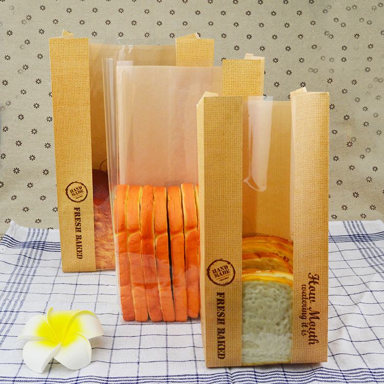 Huaxin Tiancheng toast bread bag open window white doughnut paper bag plastic packaging bag 50 food packaging bags