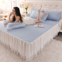 Cold Bean Mat Summer Ice Mat Summer Ice Silk Mat Three Sets Washable Bed Skirt With Foldable Air Conditioning Mat for Home Summer