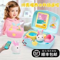 Simulation of small white rabbit plush toy girl doll pet animal chicken will be called childrens birthday gift