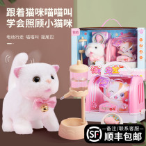 Cat doll simulation will be called cute super cute baby small children Electric Cat plush doll toy girl
