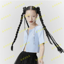 Twist small braid two-strand ponytail wig small braid sucking powder artifact photo studio photography childrens performance photo