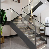 Factory direct Taizhou whole house custom glass railing European handrail step Board solid wood home Villa stairs