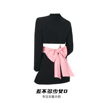 Fat Mm Superior Sense Temperament Suit Dress 2022 Early Spring New Big Code Hot Girl Wind Butterfly Knot Little Dress Child