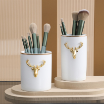 Nordic geometric deer head pen barrel ceramic makeup brush barrel desktop eyeliner eyebrow pencil storage tube