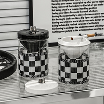 Black and white minimalist Chessboard Lattice Ashtrays Light Lavish Simplicity About Modern Home Creative Personality Decorative Smoke Cylinders Windproof Pendulum Pieces