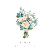 Wedding live photo transfer realist avatar cartoon invitation cartoon set wedding logo design please hand-painted