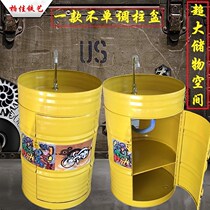 Iron vintage creative storage industrial wind toilet round oil bucket wash basin floor standing column sink basin