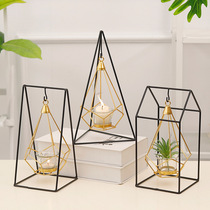 Practical Nordic ins Gold geometric wrought iron hanging power candlestick Home decoration candlestick decoration Metal candlestick