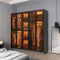 Wardrobe modern simple home bedroom custom cabinet combination glass wardrobe small apartment corner light luxury cloakroom