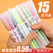 Highlighter Fluorescent marker pen Students use double pens one thick and one thin color light color a set of marks draw key marks make handwritten notes design artwork