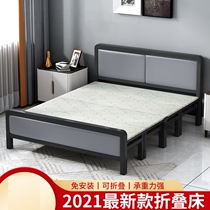 Iron bed double bed reinforced bold folding bed single bed for rental housing home economy hospital escort simple