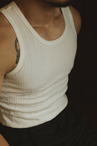 Vintage close-fitting bump stripe American imported cotton knitted stretch base vest Rib Top
