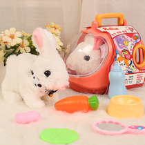 Simulation rabbit doll Electric will walk plush cute pet animal toy girl baby childrens birthday gift