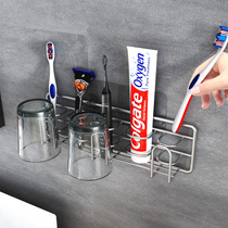 304 Stainless Steel Toothbrush Shelve Shelve Cup Subsuit Home Wall-mounted Free punching minimalist light extravagant hanging