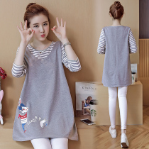 Pregnant women spring and autumn clothes suit Fashion Net red out foreign style top 2021 autumn pregnant women dress tide