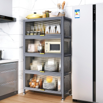Kitchen shelf floor-to-floor multi-layer storage cabinet with door microwave oven storage cabinet special large cabinet for pot