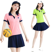  Tennis badminton suit sports suit womens summer fashion pure cotton short-sleeved top kindergarten teacher garden service trouser skirt