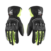 Motorcycle riding gloves anti-drop touch screen winter plus velvet warm waterproof fan car rider all finger male non-slip