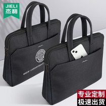 Jerry briefcase Business Mens portable multi-layer large capacity a4 file bag hand carry information conference bag canvas file bag briefcase office zipper custom printing logo