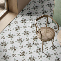 Retro hipster Green Floral Bricks Restaurant Floral Floor Tiles Toilet Bathroom Kitchen Nordic Flower Tiles