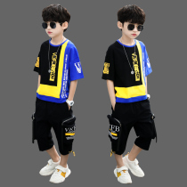 Boys summer clothing suit 2022 new foreign handsome Childrens clothes boys Summer Korean version Two sets of trendy tides