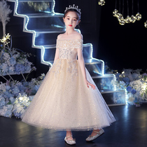 Piano playing dress girls high-end princess dress children host little girl wedding flower girl puffy gauze summer