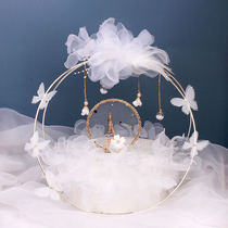 Tanabata Festival cake decoration Wrought iron tower decoration ornaments butterfly beads romantic girl mood cake decoration