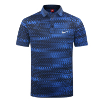 Pattern quick-drying personality golf clothing mens top casual ball suit gold short sleeve T-shirt mens lapel collar