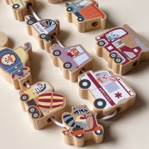 Boy baby Wooden big granule Building blocks Fine motion training Beaded stringing rope Hand eye coordination Childrens toys