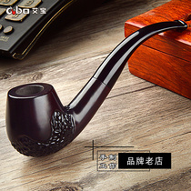 Aibao ebony wood pipe men old-fashioned handmade dry smoke pot pot curved retro pipe tobacco