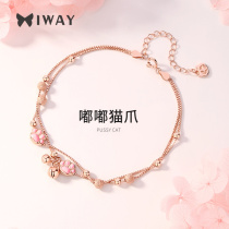 Cat claw 925 sterling silver anklet female ins2021 year New Tide Bell anklet ladies advanced sense Net red foot decoration