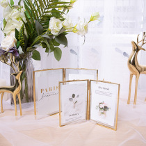 Nordic metal creative double - sided photo frame decoration decoration of geometry specimen glass stereoscopic frame 67 inches