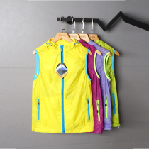 Foreign trade original single spring and summer new female outdoor sports vest thin hooded sunscreen vest mountaineering riding waistcoat