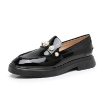 Stuart Weitzman SW2022 Spring new pearl thick base small leather leather leather Leafu single shoes womens shoes