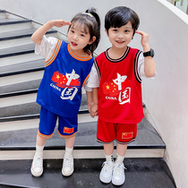 Children Short Sleeve Basketball Uniform Summer Girl Jersey Girl Jersey Ice Silk Sports Suit Boy Thin Speed Dry Clothes China Performance Suit