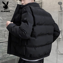 Playboy winter cotton coat mens Korean version of the trend thickened down cotton clothing short quilted jacket stand-up collar jacket mens clothing