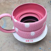 Tire handicraft transformation flower pot planting flower landscape decoration tire flower basket modeling kindergarten waste tire creativity