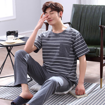 Extra Size Pajamas Men Summer Men Fat Extra Large Fat Plus Summer 200 Jin Cotton Short Sleeve Pants 3