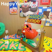 HappyYummy original design hand-drawn exclusive vertical mirror special gift to girlfriend makeup mirror