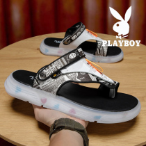 Floral Playboy slippers male summer Outer wear thick bottom non-slip ins Chains Herringbone Drag Sports Sandals Mens Beach Shoes