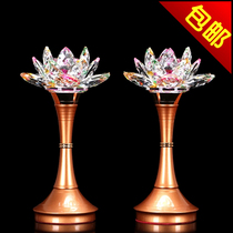 LED Crystal Lotus lamp colorful lotus lamp for Buddha lamp Buddha Hall for Buddha long Ming lamp