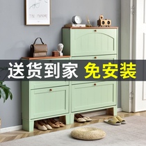 Dump shoe cabinet Household door simple modern solid wood shoe cabinet outside the door small apartment type thin type of household ultra-thin entrance cabinet