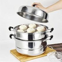 Steamer 304 stainless steel three-layer thickened multi-layer steamer steamed buns household 1-layer 2-layer two-layer large gas stove